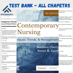 Test bank for Contemporary Nursing: Issues, Trends, & Management 9th Edition | All Chapters