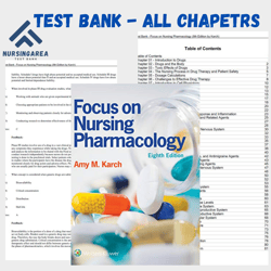 Test Bank for Focus on Nursing Pharmacology 8th Edition Amy Karch | All Chapters