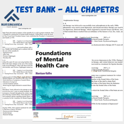Test Bank for Foundations of Mental Health Care, 7th Edition By Morrison-Valfre | All Chapters