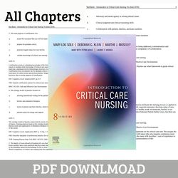 Test Bank for Introduction to Critical Care Nursing 8th Edition Mary Lou Sole | All Chapters