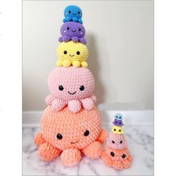 adele the kawaii octopus mom and her babies crochet pattern, crochet pattern, amigurumi tutorial pdf in english