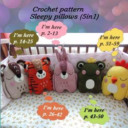 crochet pattern sleepy pillows, crochet pattern, amigurumi tutorial pdf in english