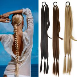 DIY Synthetic Ponytail Extensions - Boxing Braids Ponytail Hair Rope for Women - High Temperature Fiber - Black Brown Po