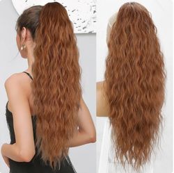 Long Curly Drawstring Ponytail - Synthetic Ponytails for Women - Black Blonde Red - Ponytail Clip-in Hair Extensions for