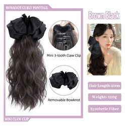 WEILAI Synthetic Claw Clip Ponytail Braid Hair Extensions - Long Curly Natural Hair Tail - Ponytail for Women
