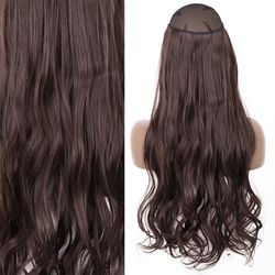 MERISIHAIR Synthetic Invisible Wire Hair Extensions - Straight Black Blonde - One Piece False Hairpiece Hair Extension