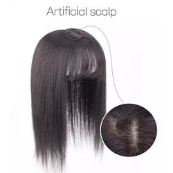 Synthetic Hair Toppers for Women - Topper 9*12cm - Natural Straight Hair Clip-In Wigs with Bangs - Hairpiece for Women