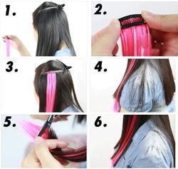 Lupu Synthetic Long Straight Rainbow Highlight Colored Hair Extensions - Clip-In Fake Hair Pieces For Women - Heat Resis
