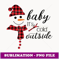 christmas snowman in buffalo plaid baby it's cold outside - exclusive png sublimation download