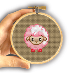 Cute Sheep mini cross stitch pdf pattern