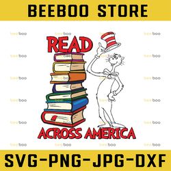 Read across America svg, Cat in hat svg, Books svg, Teacher svg, dxf, clipart, vector, sublimation design, iron on trans