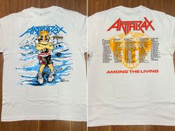 anthrax among the living tour 1987 t-shirt, anthrax band tour 1987 t-shirt