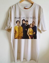 pulp his n hers tour 1994 t-shirt, pulp rock band tee shirt