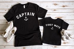 dad and baby matching t-shirt, captain and first mate tops