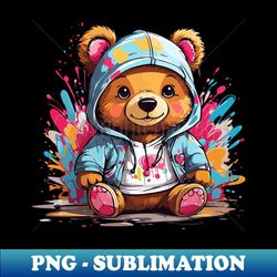 cute baby bear chibi style color splash design - signature sublimation png file