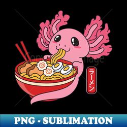 axolotl eating ramen noodles - modern sublimation png file