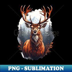 majestic red deer mountain landscape design - creative sublimation png download