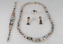 Elegant Sterling Silver Jewelry Set Adorned with Genuine Dendritic Agate