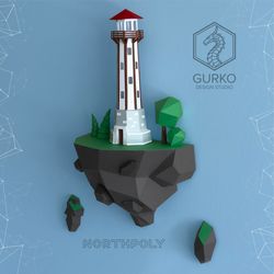 Papercraft Soaring Island. Lighthouse, Pdf, Gurko, Pepakura, Template, 3D Origami, Paper Sculpture, Low Poly, DIY Craft