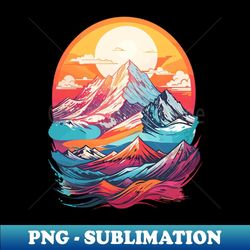colorful mountain range sunset landscape design - premium png sublimation file
