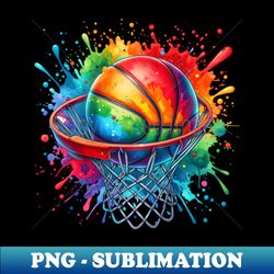 colorful basketball tie dye color splash hoop net slam dunk - artistic sublimation digital file