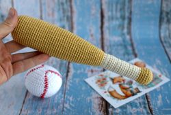 crochet baseball bat and ball, sports themed baby toy, newborn set, rattle, baseball bat toy, baby photo shoot prop