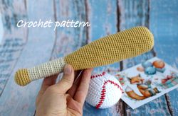 pattern baseball bat, handmade gift, children's toy, easy crochet, diy toy, crochet for kids, baseball gift, sport toy
