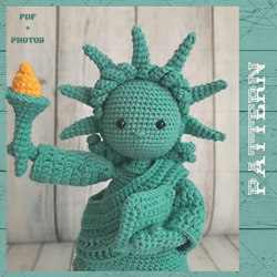 lady liberty the doll crochet pattern amigurumi patriotic doll pattern, statue of liberty crochet pattern, 4th july doll