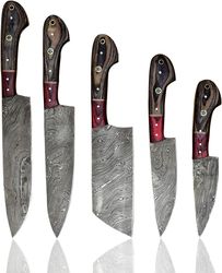 hand forged chef knives kitchen set damascus steel knives handmade knife set, professional chef knives set