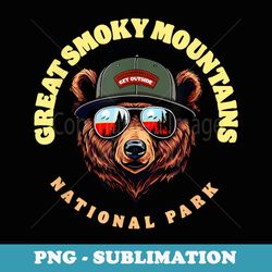 great smoky mtns national park hipster bear illustration - premium sublimation digital download