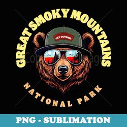 great smoky mtns national park hipster bear illustration - premium png sublimation file