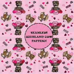 Highland Cow Seamless Pattern, Highland Cow Png, Highland Cow Pattern