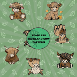Highland Cow Seamless Pattern, Highland Cow Png, Highland Cow Pattern, Highlandcow Seamless Pattern