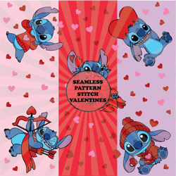 Stitch Seamless Pattern, Stitch Digital Paper, Valentines, Stitch Burst Template, Stitch Png, Stitch Tumbler Template