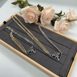 gold prada necklace – Timeless Elegance and Style - prada triangle necklace