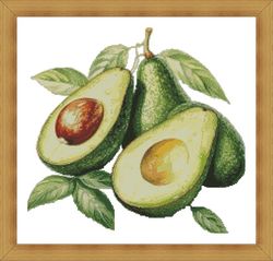 Cross Stitch Pattern , Watercolor Avocados,Pdf , Instant Download , X Stitch Chart,Green Colors,Avocado