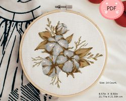 Cross Stitch Pattern,Cotton Plant,Watercolor,Pdf ,Instant Download ,X Stitch Chart
