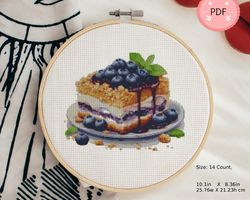 Cross Stitch Pattern , Blueberry Cake,X Stitch Pattern, Pdf, Instant Download,Food, Watercolor,Desserts