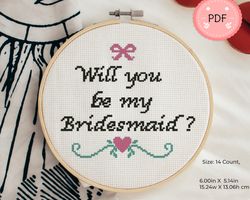 Cross Stitch Pattern,Maid Of Honor,Bridesmaid,Modern,Beginner Friendly,Easy To Follow,Wedding,Bachelor,Maid Of Honor