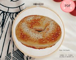 Cross Stitch Pattern,Watercolor Bagel, Bread Roll,Pdf,Instant Download,Watercolor,Wheat,Homemade Bread,Fresh Bread