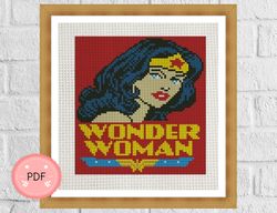 Cross Stitch Pattern,Wonder Woman,Instant Download ,X Stitch Chart,Funny,Beginner,Cartoon