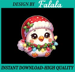 PNG ONLY Santa Hat Christmas Fairy Lights Chicken Png, Egg Santa Christmas Png, Christmas Png, Digital Download