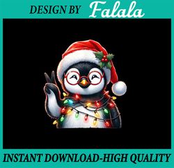 PNG ONLY Peace Sign Hand Penguin Santa Christmas Penguin Png, Christmas Png, Digital Download