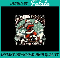 PNG ONLY Baseball Player Christmas Santa Png, Smashing Through The Snow Png, Christmas Png, Digital Download