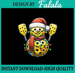 png only pickleball snowman santa hat lights png, christmas pickleball png, christmas png, digital download