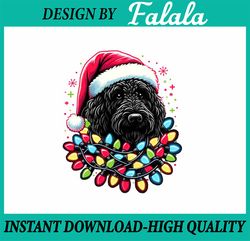 PNG ONLY Black Labradoodle Christmas Tree Xmas Lights Doodle Dog Png, Christmas Lights Dog Png, Christmas Png, Digital D