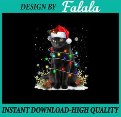 PNG ONLY Black Cat Santa Christmas Family Matching Xmas Png, Black Santa Cat Xmas Light Png, Christmas Png, Digital Down