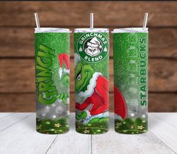 How the Grinch Stole Christmas and Starbucks Glitter 20oz and 30oz Sublimation tumbler wraps PNG
