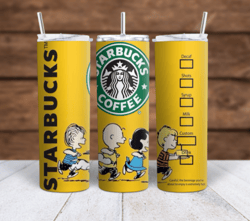 Charlie Brown- Friends and Starbucks Glitter 20oz and 30oz Sublimation tumbler wraps PNG