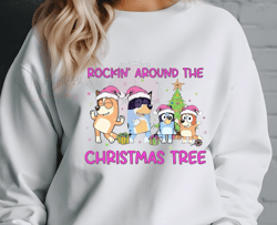 Rockin around the Christmas Tree Bluey and Friends  Sublimation PNG and Jpg